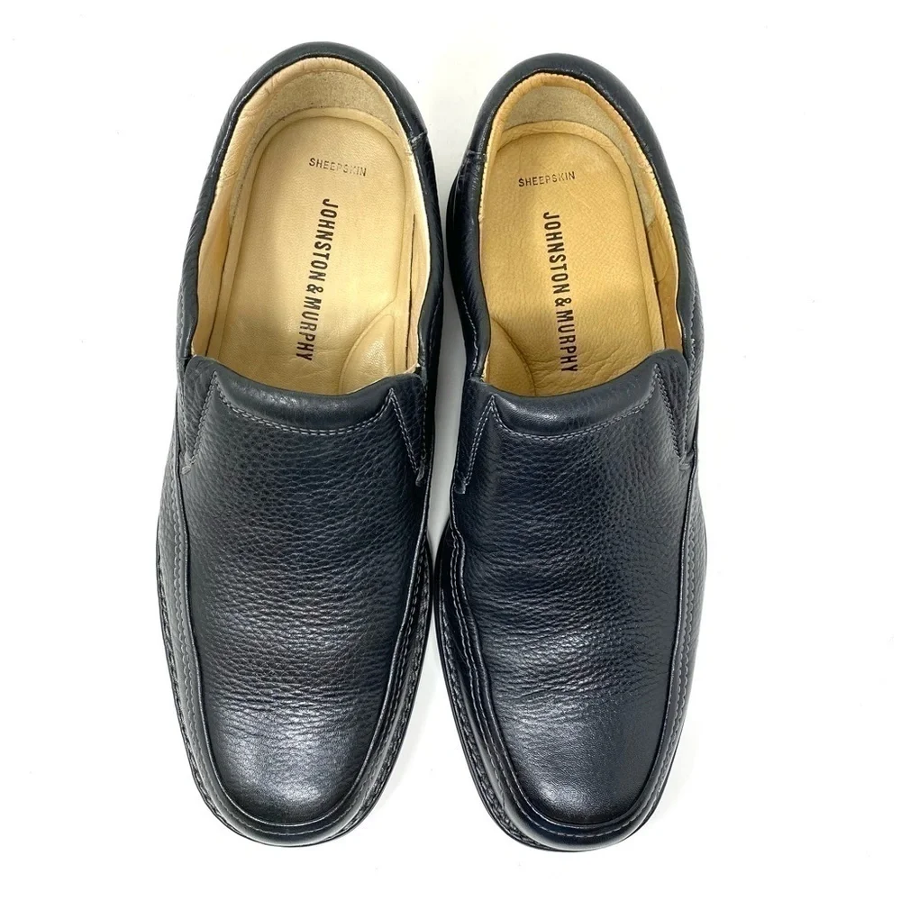 Johnston & Murphy Shuler SGore Black Leather Slip On Black